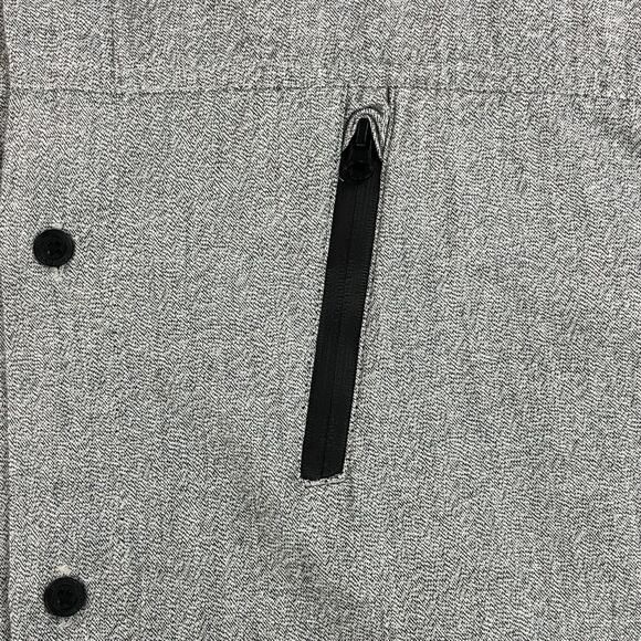 Rock & Republic Mens Shirt Large Gray Button Up Long Sleeve Front Zipper Cotton - Picture 8 of 12